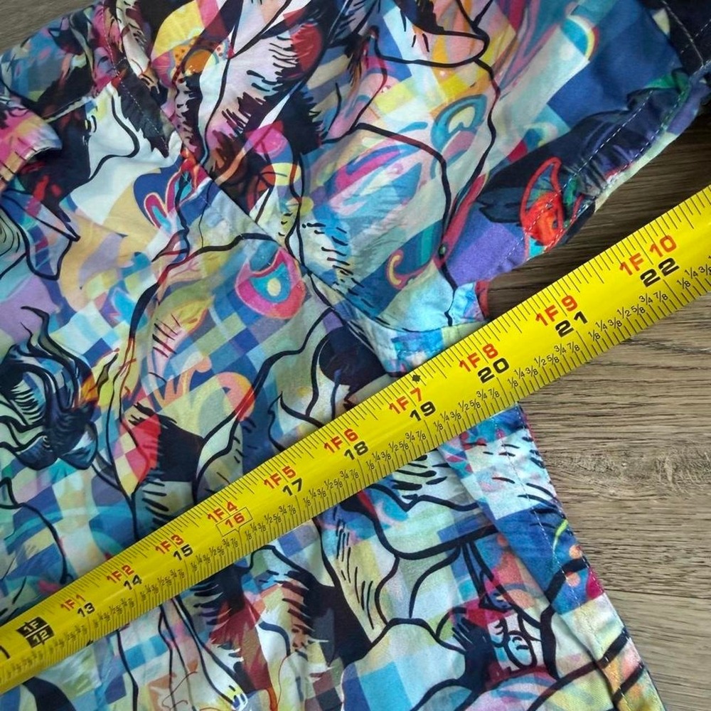 Robert Graham Mens Abstract Floral Print Button Up Shirt Blue Purple Small - Picture 6 of 6